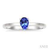 6x4 MM Pear Shape Tanzanite Precious Solitaire Ring in 14K White Gold